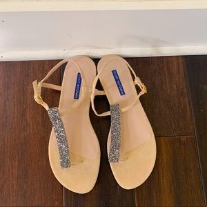 Stuart Weitzman crystal T-strap sandals